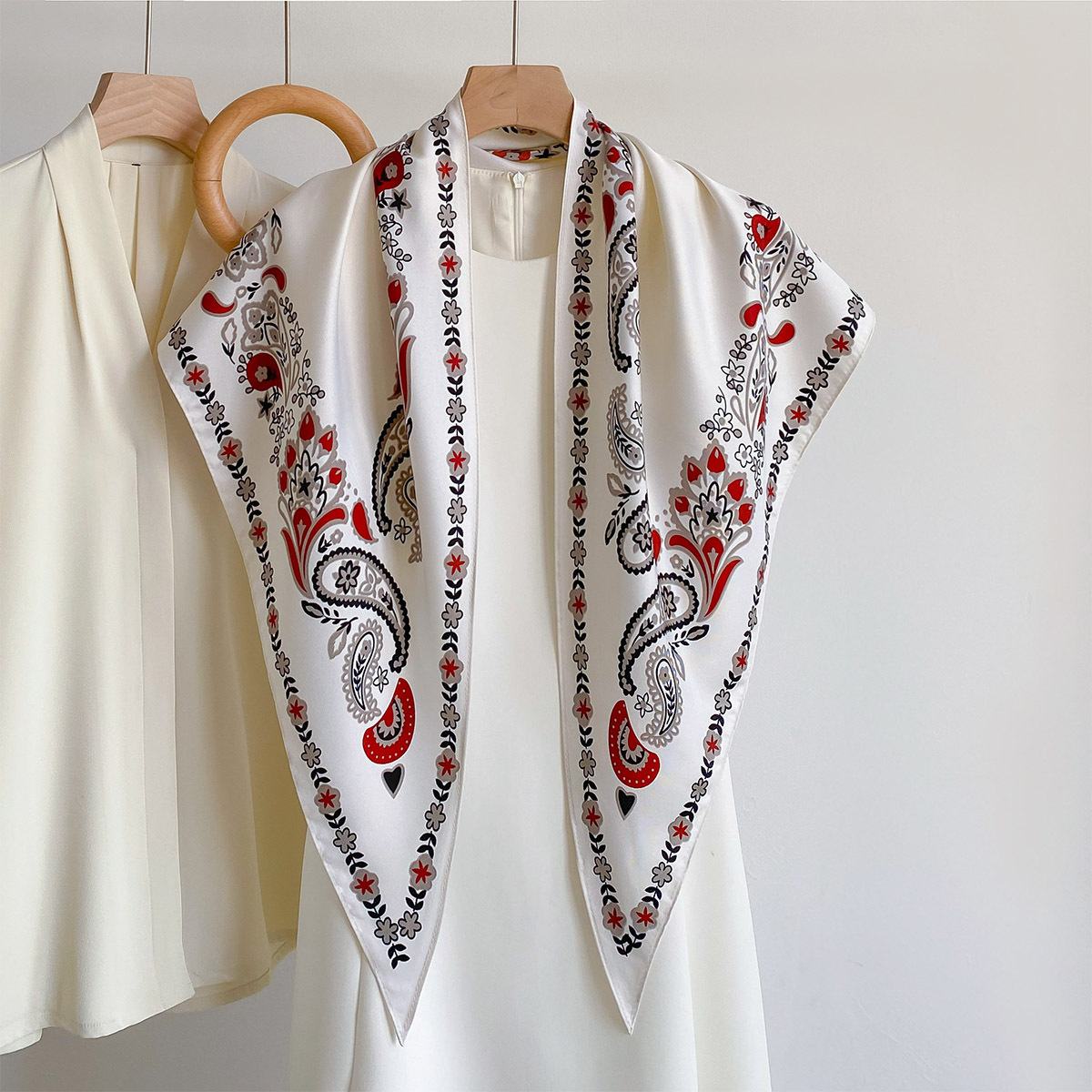 Face Scarf Mask - Exquisite New Satin Triangle Kerchief Vintage