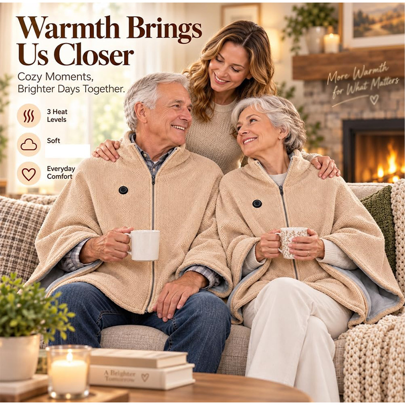 New Autumn Winter Warm Heated  - đánh giá và giá Woven Scarf Blanket