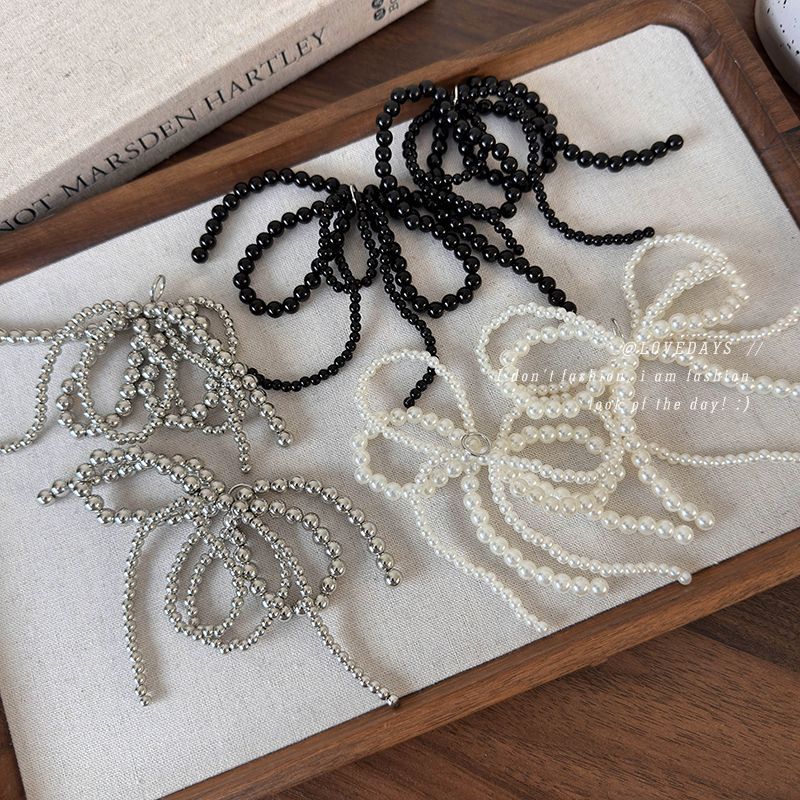Pearl Bow Tassel Shoe Charm Bl - đánh giá và giá Tie Clip Silver