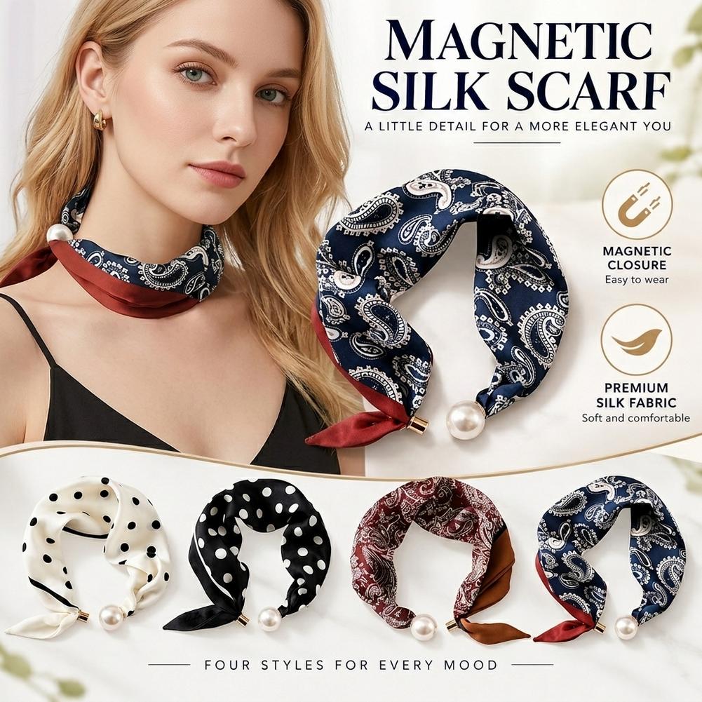 Pearl Buckle Silk Scarf Printe - đánh giá và giá Scarf Silk Square