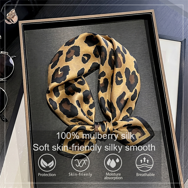100% Silk Square Scarf Leopard - đánh giá và giá Scarf Silk Square